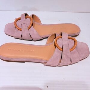 Veronica Beard Mauve Slide Sandals with Woven Accent - Women's Size 8.6